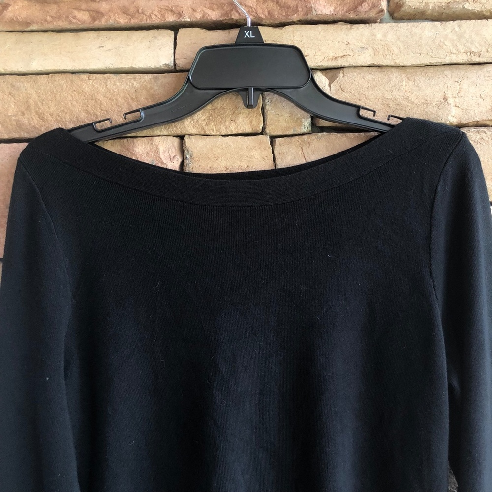 INC International Concepts Black Knit Sweater Top Lace Cuffs Women’s Large EUC - Picture 5 of 12
